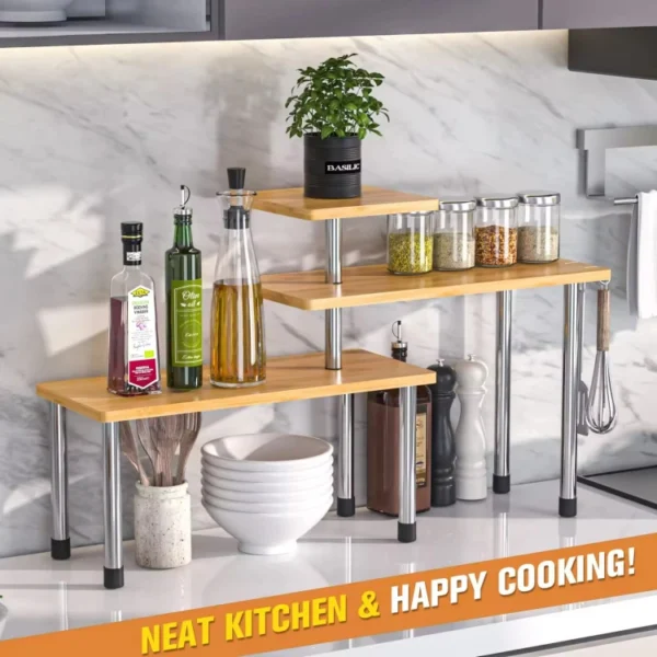3 Tier Bamboo Spice Rack Organizer